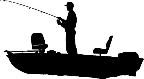 Like idea of silhouette of bass boat and guy fishing