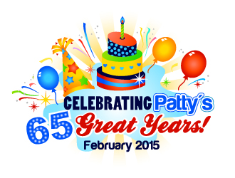 Celebrating Patty's 65 Great Years! logo design by Dawnxisoul393