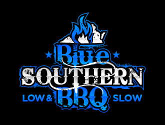 Blue Southern BBQ logo design by Rick