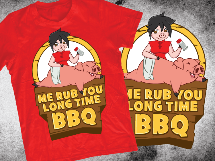 Me Rub You Long Time BBQ logo design by Evermore