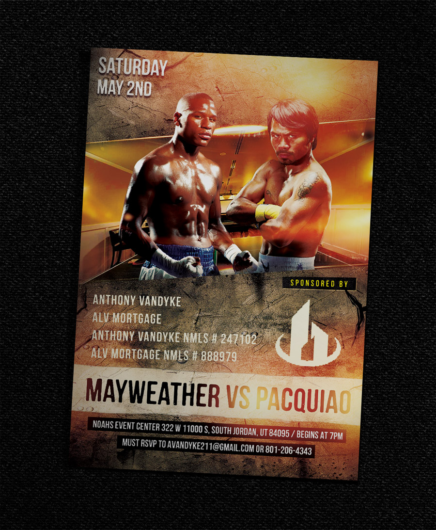 Mayweather Pacquiao Fight Night invitation logo design by Ibrahim