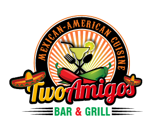 TWO AMIGOS Mexican-American Cuisine Bar & Grill Logo Design