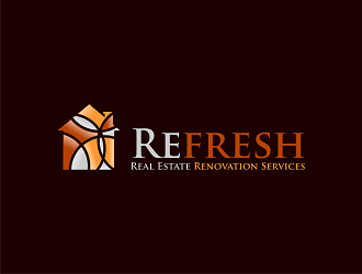 My company name (REfresh) with a tagline underneath logo design by Republik