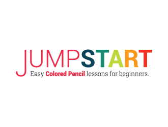 JumpStart - tagline: Easy Colored Pencil lessons for beginners. Logo Design