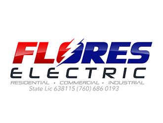 Flores Electric  residential commercial industrial state lic 638115 (760) 686 0193 logo design by 3Dlogos
