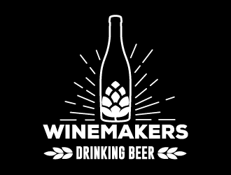 Winemakers Drinking Beer Logo Design
