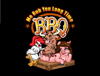 Me Rub You Long Time BBQ logo design by reight