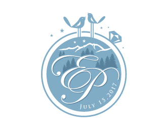This is a logo for Ellen and Pat's wedding July 15, 2017 logo design by Conception
