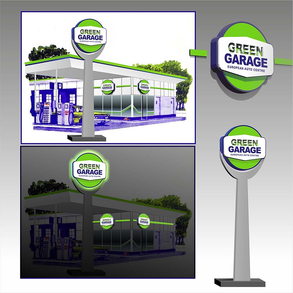Green garage European auto centre logo design by krot278