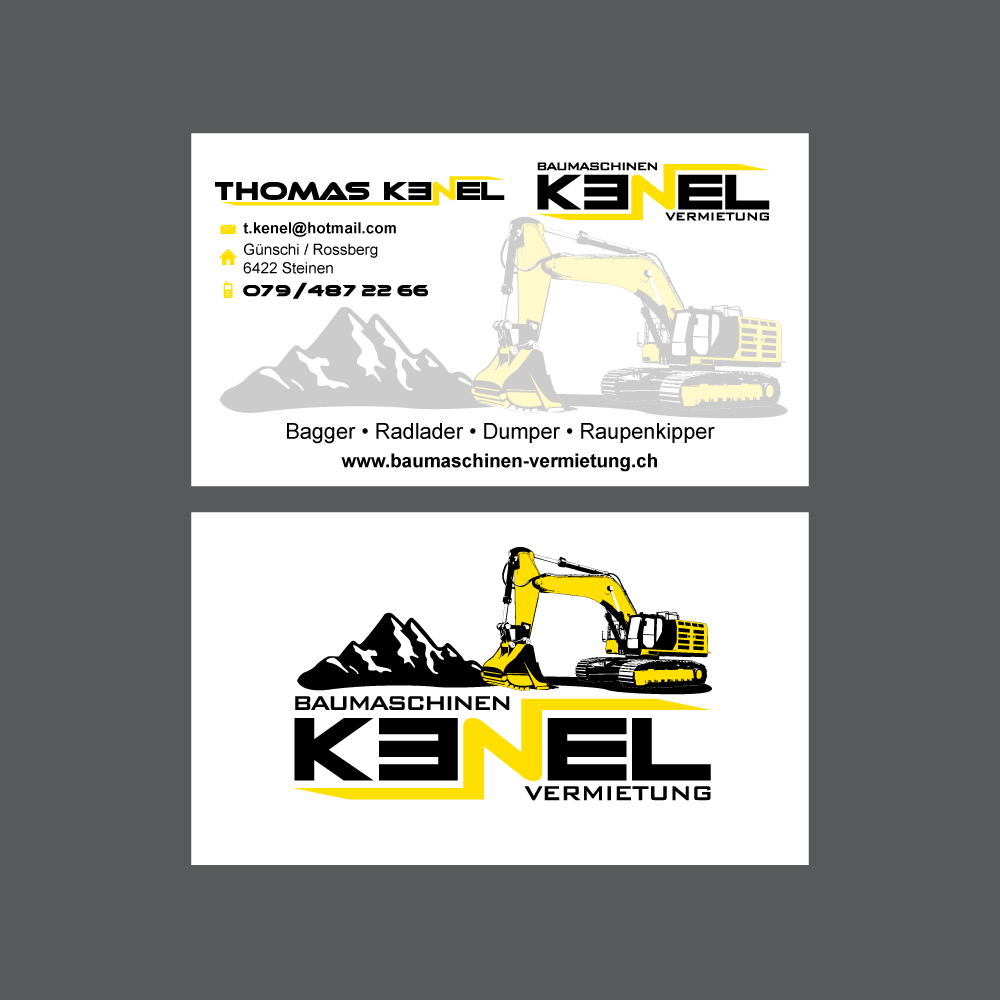 Baumaschinenvermietung Kenel, you can make three words like: Baumaschinen vermietung Kenel (Kenel is my surname)  logo design by yurie