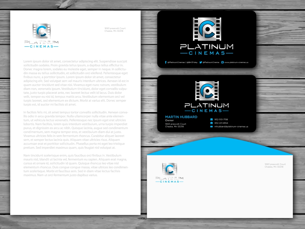 Platinum Cinemas logo design by labo