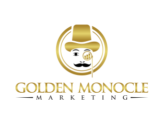 golden monocle marketing logo design by mutafailan
