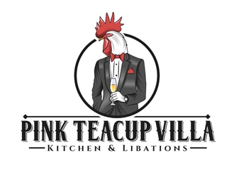 Pink Teacup Villa logo design by DreamLogoDesign