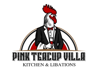 Pink Teacup Villa logo design by DreamLogoDesign