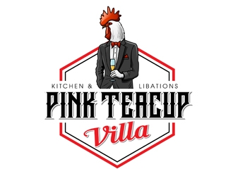 Pink Teacup Villa logo design by DreamLogoDesign