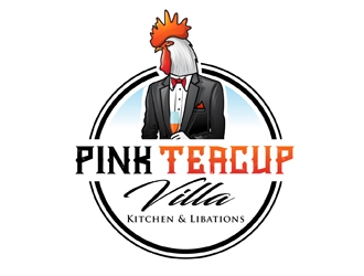 Pink Teacup Villa logo design by DreamLogoDesign