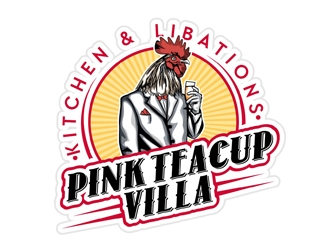 Pink Teacup Villa logo design by DreamLogoDesign