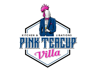 Pink Teacup Villa logo design by DreamLogoDesign