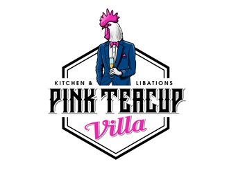 Pink Teacup Villa logo design by DreamLogoDesign