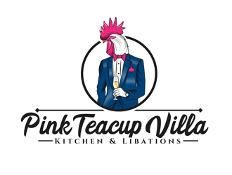 Pink Teacup Villa logo design by DreamLogoDesign