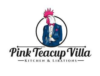 Pink Teacup Villa logo design by DreamLogoDesign