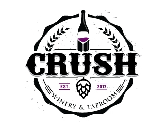 crush winery & taproom logo design by Conception