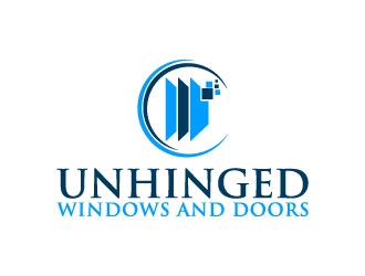 Unhinged windows and doors logo design by pixalrahul