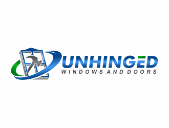 Unhinged windows and doors logo design by mutafailan
