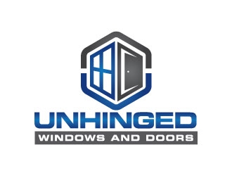 Unhinged windows and doors logo design by moomoo