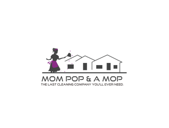 Mom Pop & a Mop logo design by giphone