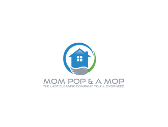Mom Pop & a Mop logo design by giphone