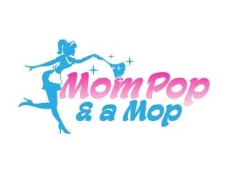 Mom Pop & a Mop logo design by jaize