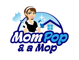 Mom Pop & a Mop logo design by jaize