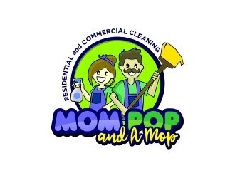 Mom Pop & a Mop logo design by madjuberkarya