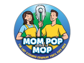 Mom Pop & a Mop logo design by Radovan
