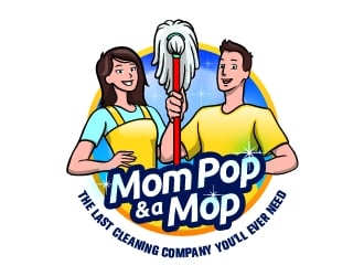 Mom Pop & a Mop logo design by Radovan
