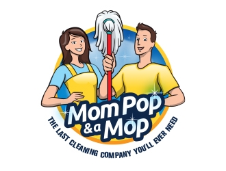 Mom Pop & a Mop logo design by Radovan