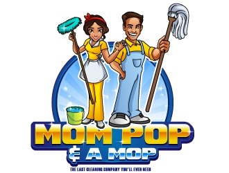 Mom Pop & a Mop logo design by Aelius