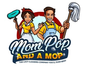 Mom Pop & a Mop logo design by Aelius