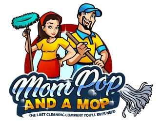 Mom Pop & a Mop logo design by Aelius
