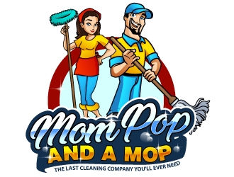 Mom Pop & a Mop logo design by Aelius