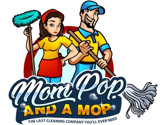 Mom Pop & a Mop Logo Design