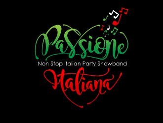 PASSIONE ITALIANA -   tag line: Non Stop Italian Party Showband logo design by schiena