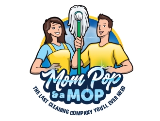 Mom Pop & a Mop logo design by Radovan