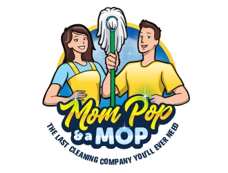 Mom Pop & a Mop logo design by Radovan