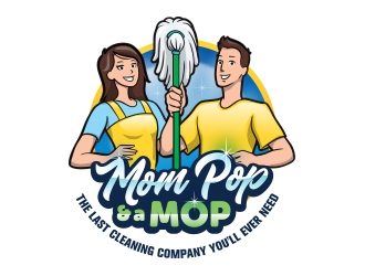 Mom Pop & a Mop logo design by Radovan