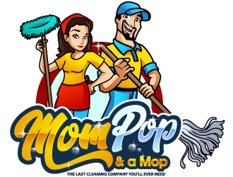 Mom Pop & a Mop logo design by Aelius