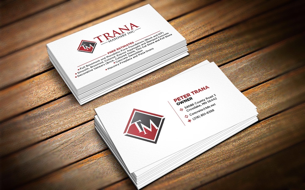 Trana Masonry Inc. logo design by scriotx