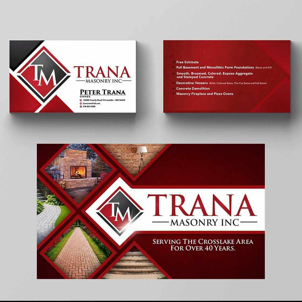 Trana Masonry Inc. logo design by lestatic22