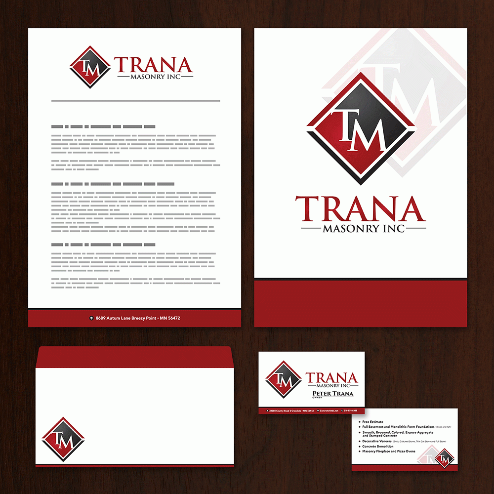 Trana Masonry Inc. logo design by lestatic22